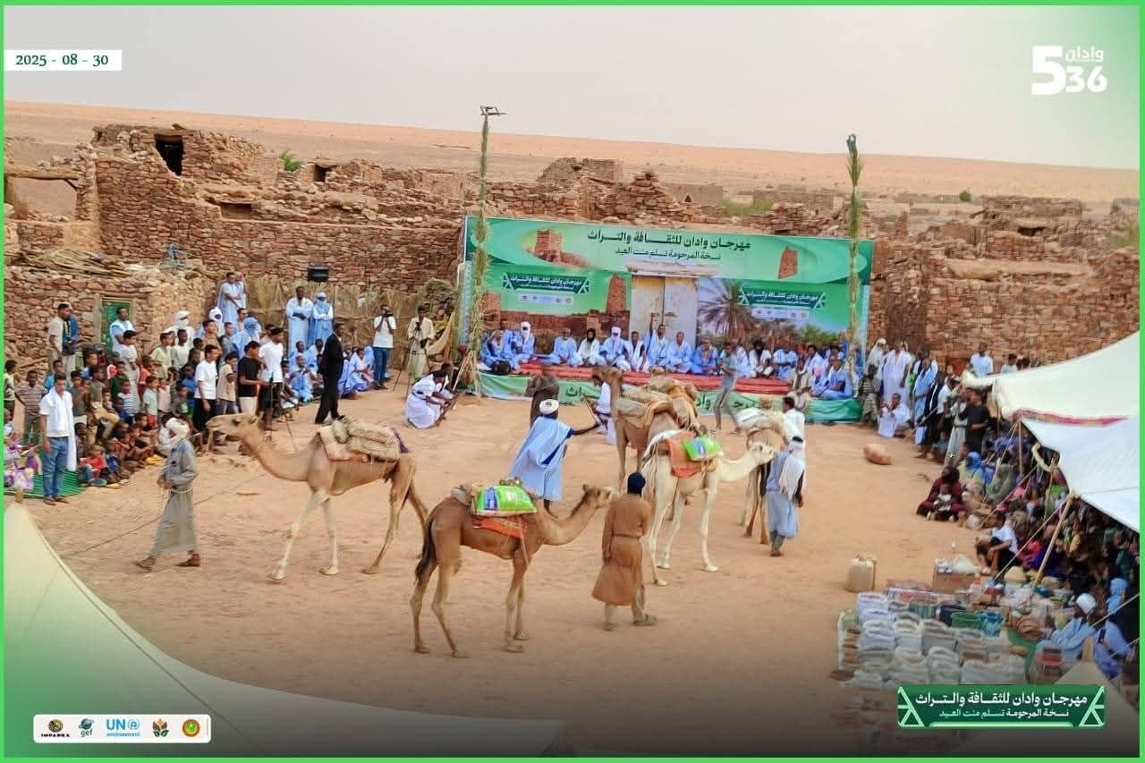 موكب الجمال أمام المدينة القديمة خلال فعاليات المهرجان